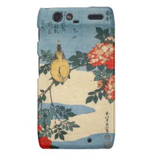 Black naped Oriole and China Rose (by Hokusai) Droid RAZR Cover