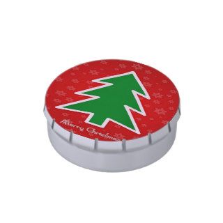 Merry Christmas Tree With Snowflake Background Jelly Belly Candy Tins