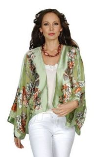 Aris A Beaded Floral 100% Silk Jacket in Olive