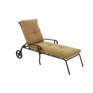 Hampton Bay Westbury Adjustable Patio Chaise Lounge with Tan Cushions AAQ13802K01