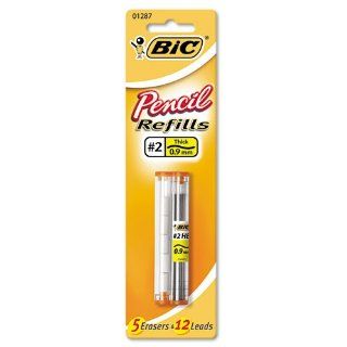 BIC   Lead/Eraser Refills, 0.9mm, HB, BK, 12 Leads, 5 Erasers   Sold As 1 Pack   Clean marks; sharp lines. 