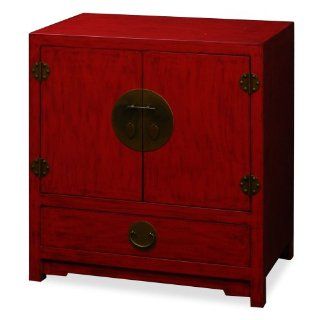 30in Ming Style Elmwood Cabinet   Red   Nightstands