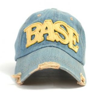 ililily Distressed Vintage Style Denim BASE Baseball Cap Pre curved Bill and Embroidery on Front and Side with Adjustable Leather Strap Snapback Trucker Hat (ballcap 588 1) at  Mens Clothing store