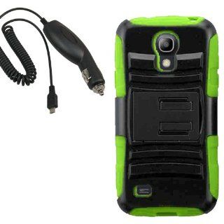 BW Armor Shield Combo Case Holster for AT&T, Verizon, Sprint, US Cellular Samsung Galaxy S4 Mini i9190, i9192 + Car Charger Neon Green Cell Phones & Accessories