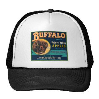Buffalo Pajaro Valley Apples Vintage Crate Label Hats