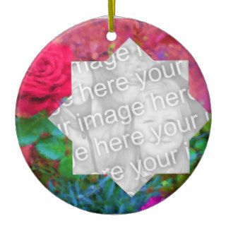 Red Mini Rose Eight Point Frame Photo Ornament