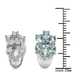 Malaika Sterling Silver Oval cut Blue Topaz Cluster Earrings Malaika Gemstone Earrings