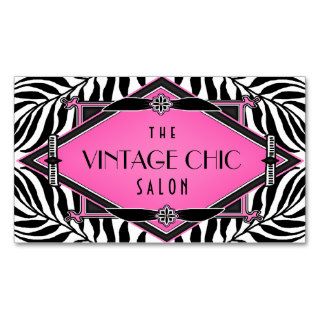 Elegant Vintage Zebra Art Deco Pink Diamond Business Card