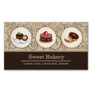 Sweet Chocolates   Custom Cakes Cupcakes Dessert Business Card Templates