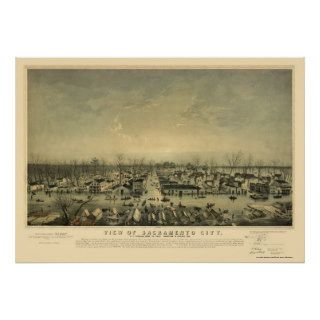 Sacramento, CA Panoramic Map   1850 Print