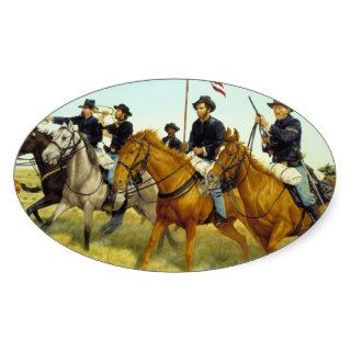 The Battle of Prairie Dog Creek by Ralph Heinz Oval Stickers