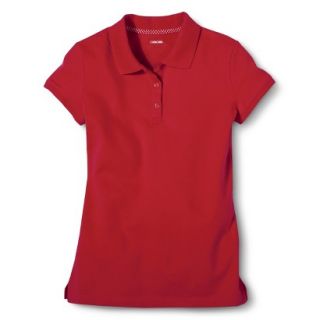 Cherokee Girls School Uniform Short Sleeve Pique Polo   Red Pop M