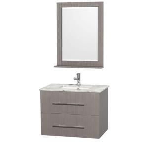 Wyndham Collection Centra 30 in. Vanity in Grey Oak with Marble Vanity Top in Carrara White and Undermount Sink WCVW00930SGOCMUNDM24