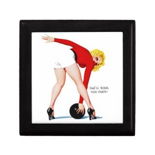 She"ll Bowl You Over Pin Up Girl ~ Retro Art Jewelry Boxes