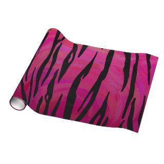 Tiger Hot Pink and Black Print Gift Wrapping Paper