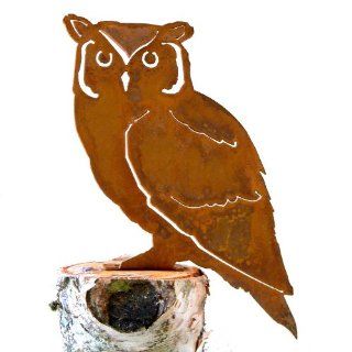 Elegant Garden Design Screech Owl, Steel Silhouette with Rusty Patina  Garden Border Edging  Patio, Lawn & Garden