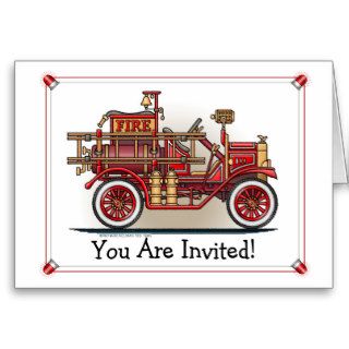 Vintage Fire Truck Party Invitation Card