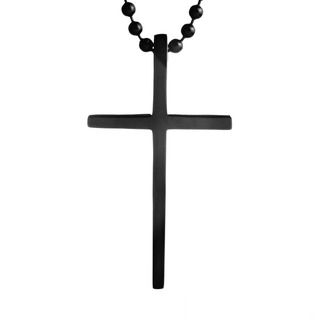 Black plated Stainless Steel Cross Necklace West Coast Jewelry Men's Necklaces