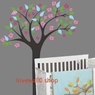 Colorful Leaf Tree with Birds Bird Flowers Flower Leaves Room House Home Wall Sticker Art Murals Stickers Decal Decor Removeable 591 