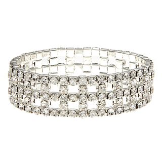 Roman Silvertone Pave Crystal Stretch Bracelet Roman Crystal, Glass & Bead Bracelets