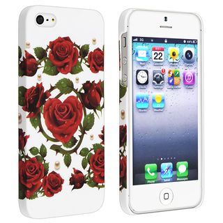 BasAcc White/ Red Roses Rear Rubber Coated Case for Apple iPhone 5/ 5S BasAcc Cases & Holders