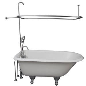 Barclay Products 4.5 ft. Cast Iron Roll Top Bathtub Kit in White with Polished Chrome Accessories TKCTRH54 CP2