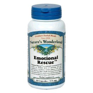 Nature's Wonderland Emotional Rescue Supplement Capsules, 575 mg, 60 Count Bottles (Pack of 3) Health & Personal Care