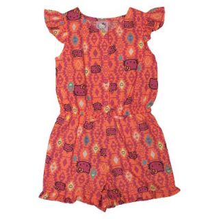 Hello Kitty Infant Toddler Girls Cap Sleeve Aztec Romper   New Coral 5T