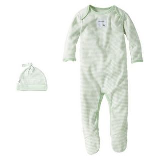 Burts Bees Baby Newborn Neutral Stripe Coverall and Hat Set   Leaf 3 6 M