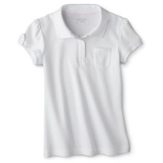 Cherokee Girls School Uniform Interlock Fashion Polo   White Xs