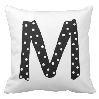 Personalized Black and White Polka Dot Letter M Pillows