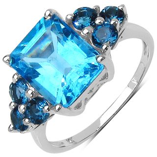 Malaika Sterling Silver 4 3/4ct TGW Blue Topaz Ring Malaika Gemstone Rings