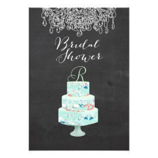 PixDezines monogram bridal, alice floral cake Invitations
