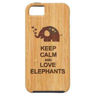 Keep Calm and Love Elephants in Bamboo Look iPhone 5 Cover