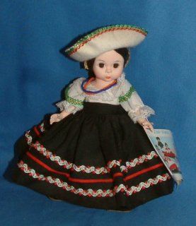 1984   Madame Alexander   International Series   #576   Mexico 8 Inch Doll   White Sombrero   White Lace Trimmed Blouse   Black Embroidered Skirt   Brown Hair / Brown Eyes   Out of Production   Rare   Limited Edition   Collectible Toys & Games