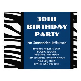 30th Blue Zebra Invitations