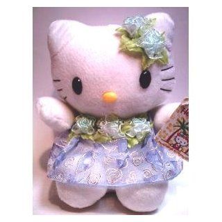 Hello Kitty 7" Sitting Plush Doll  Tropical Blue Dress Toys & Games