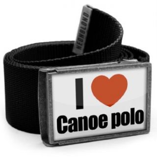 NEONBLOND Belt grey "I Love canoe polo"   with buckle at  Mens Clothing store Apparel Belts