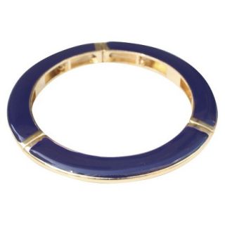 Slender Enamel and Gold Electroplated Stretch Bracelet   Navy