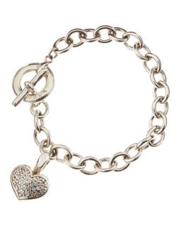 Pave Diamond Heart Toggle Bracelet