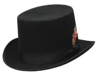 Black Wool Felt Top Hat Feather Detail Elastic Band   Black   Extra Large at  Mens Clothing store