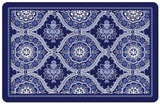 Deep Blue Floral Premium Kitchen Mat, 52" x 22" Kitchen & Dining