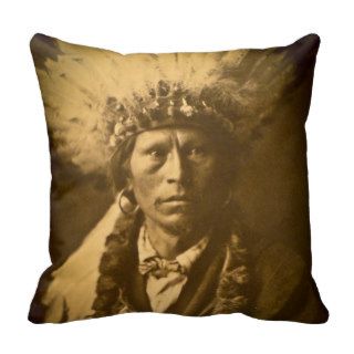 Chief Garfield Vintage Native American Curtis Throw Pillow