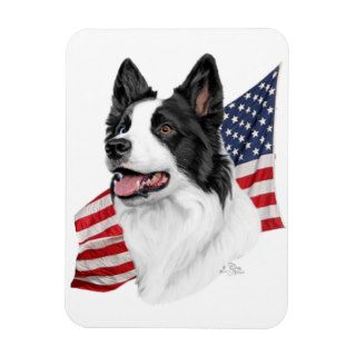 Border Collie head with Flag magnet