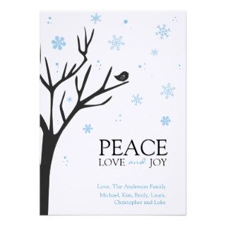 Holiday Greeting Card   Peace Love Joy Personalized Invitation
