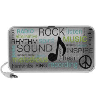 Musical Terms On Silver Metallic Background iPod Speaker
