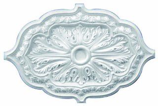 36 Inch by 26" Oval Ceiling Medallion White Primed Polyurethane #598 By Designer's Edge Millwork   Decorative Ceiling Medallions  