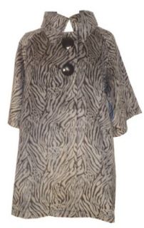 Luii Coats Faux Fur Animal Print Swing Style Outerwear Jacket Lightweight L