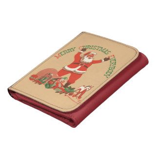 Vintage Santa Claus Toys Merry Christmas Everybody Trifold Wallet