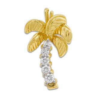 Palm Tree Pendant with Diamonds in 14K Yellow Gold Maui Divers of Hawaii Jewelry